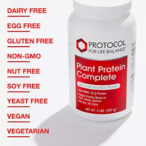 Protocol Plant Protein Complete - Pea, Hemp, and Quinoa Protein Shake - Vanilla - 2 Lbs (907 g)