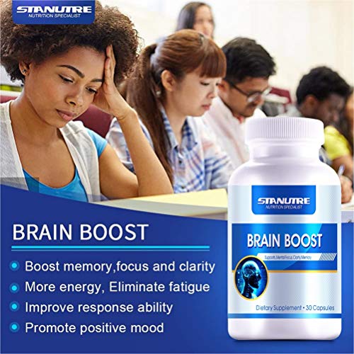 STANUTRE Brain Boost Nootropic, Memory Focus &Clarity Formula,Ginkgo Biloba, St.John's Wort, Bacopa Extract & More, for Mental Sharpness Improvement, Capsule Supplement 30 Count