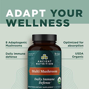 Mushroom Supplement by Ancient Nutrition, Organic Multi Mushroom Immune Support Tablet, Supports Stress Response, Gluten Free, Paleo and Keto Friendly, 60 Count