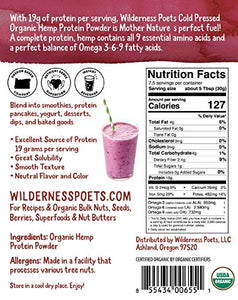 Wilderness Poets, Cold Pressed Organic Hemp Protein Powder, 19 G (8 Ounce)