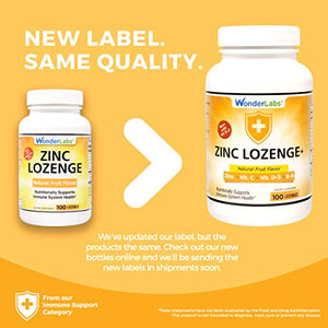 Wonder Laboratories Zinc Lozenges with Vitamin C - Fruit Flavored, Healthy Immune Support Lozenges with 25mg of Zinc Supplement Per Lozenge + 30mg of Vitamin C - 100 Lozenges