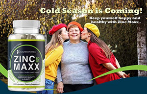 Zinc Maxx - Maximum Zinc Gluconate 50mg per Dose - High Potency & Absorbance - Gentle On Stomach - Immune Support Supplement for Men & Women - Antioxidant - Vegan - Non-GMO - 100 Day Supply - 1 Pack