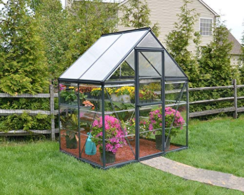 Palram 6x4 Hybrid Hobby Greenhouse, 6' x 4' x 7', Gray