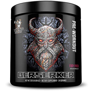 Viking Supps Berserker Pre-Workout, with Creatine, Beta-Alanine, and Caffeine for Energy, Fury Punch (Fruit Punch) Flavor, 24 Servings