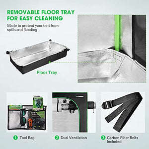 VIVOSUN 2-in-1 36”x24”x53” Mylar Reflective Grow Tent for Indoor Hydroponic Growing System