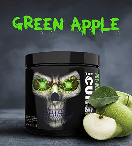 JNX Sports The Curse! Pre Workout Supplement - Intense Energy & Focus, Instant Strength Gains, Enhanced Blood Flow - Nitric Oxide Booster with Creatine & Caffeine - Men & Women | Green Apple | 50 SRV