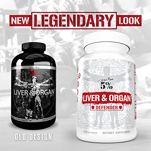 Rich Piana 5% Nutrition Liver & Organ Defender, Cycle Support for Bodybuilding | Heart, Prostate, Kidney, Skin | L-Cysteine HCL, Milk Thistle, L-Glutathione, ALA, CoQ10, Zinc, 270 Pills (30d Supply)