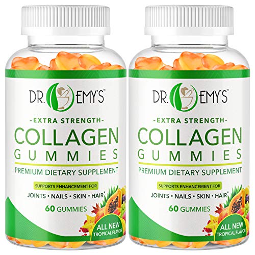 Collagen Gummies by Dr Emy's. Gummy Vitamin for Women & Men, Hair, Skin, Nails, Joint Supplement. Anti-Aging Collagen Gummy Supplements. Strengthen Hair, Skin and Nails. Gelatin-Free. 60 ct Each. (2)