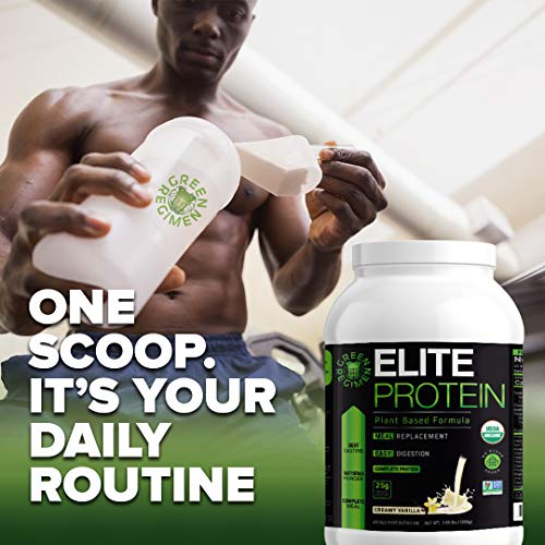 Elite Protein - Organic Plant Based Protein Powder, Vanilla, 25 Grams of Pea and Hemp Protein - 14 Servings - Muscle Recovery and Meal Replacement Shake, USDA Organic, Non-GMO, Dairy-Free - Vegan