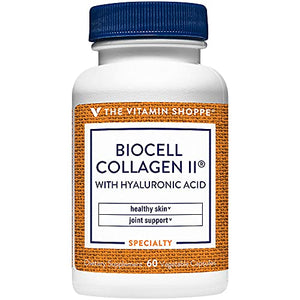 The Vitamin Shoppe Biocell Collagen II with Hyaluronic Acid 1000mg, Supports Skin and Joint Health, Promotes Joint Comfort and Stimulates Cartilage Producing Cells (60 Vegetable Capsules)
