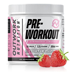 Outwork Nutrition Pre-Workout Supplement with Nootropics - Energy & Mental Focus for Better Workouts - Backed by Science (Strawberry Lemonade, 226 Grams)