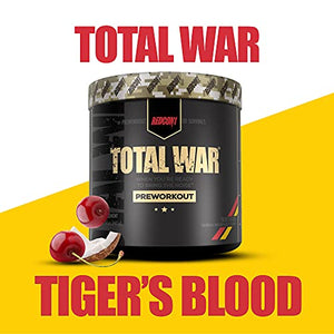 Redcon1 Total War PreWorkout - 30 Servings, Boost Energy, Increase Endurance and Focus, Beta-Alanine, 350mg Caffeine, Citrulline Malate, Nitric Oxide Booster - Keto Friendly (Tigers Blood)