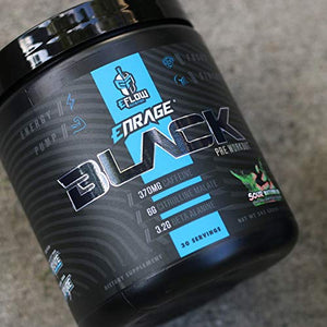 eFlow Nutrition Enrage Black High Stimulant Pre Workout Supplement - Preworkout Powder to Boost Energy, Pumps and Strength - 3 Flavors - 30 Servings - (Sour Watermelon)