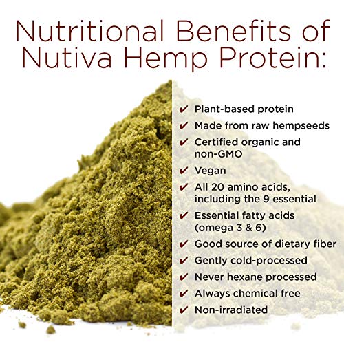 Nutiva Organic Cold-Pressed Raw Hemp Seed Protein Powder, Peak Protein, 30 Oz, USDA Organic, Non-GMO, Whole 30 Approved, Vegan, Gluten-Free & Keto, Plant Protein with Essential Amino Acids