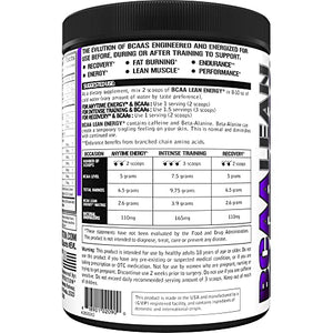 Evlution Nutrition BCAA Lean Energy - Essential BCAA Amino Acids + Vitamin C, Fat Burning & Natural Energy, Performance, Immune Support, Lean Muscle, Recovery, Pre Workout, 30 Serve, Furious Grape