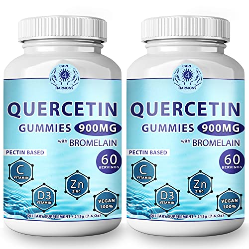 Quercetin Gummies - Quercetin with Bromelain Vitamin C + Zinc Vitamin D3 – Chewable Quercetin 900mg Supplements - Quercetin for Kids and Adults (2)