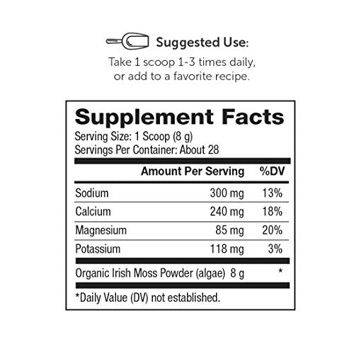 Super Organics Irish Moss Powder | Excellent Source of Iron – Organic, Vegan & Non-GMO, 8 Oz