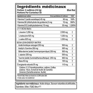 Evlution Nutrition BCAA Lean Energy - Essential BCAA Amino Acids + Vitamin C, Fat Burning & Natural Energy for Performance, Immune Support, Lean Muscle, Recovery, Pre Workout, 30 Serve, Blue Raz