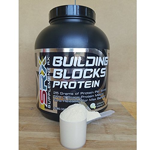 Supplement Rx (SRX) - Building Blocks Protein Creamy Vanilla 4 lbs, Whey Protein Powder Concentrate, Whey Protein Isolate, Egg White Protein Powder, Weight Loss, Gluten Free, Protein Shake Powder