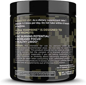 Team Six Supplements Alpha Yohimbine – Proven Yohimbe Bark Fat Burner, Weight Loss Pills That Work Fast - 3rd Party Tested for Purity and Potency, 60 veggie capsules