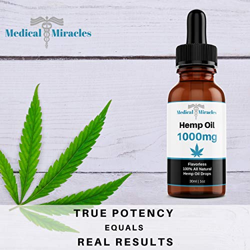 Medical Miracles 1000 MG Hemp Oil Relief | Quick Healing, Maximum Strength, 100% Natural Tincture Relieves Inflammation, Muscle, Joint, Knee, Nerve, & Arthritis Aches | Fast Acting, Extreme Power