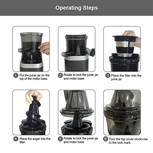 QXWJ Juicer Machine,Slow Masticating Juicer,Wide-Groove Slow Chewing Juicer for High-Nutrient Fruit and Vegetable Juice Cold-Pressed Juicer BPA-Free,Easy to Clean