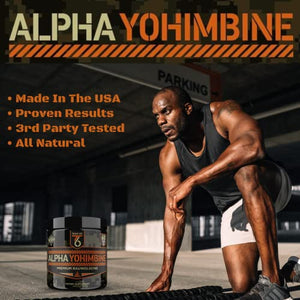 Team Six Supplements Alpha Yohimbine – Proven Yohimbe Bark Fat Burner, Weight Loss Pills That Work Fast - 3rd Party Tested for Purity and Potency, 60 veggie capsules
