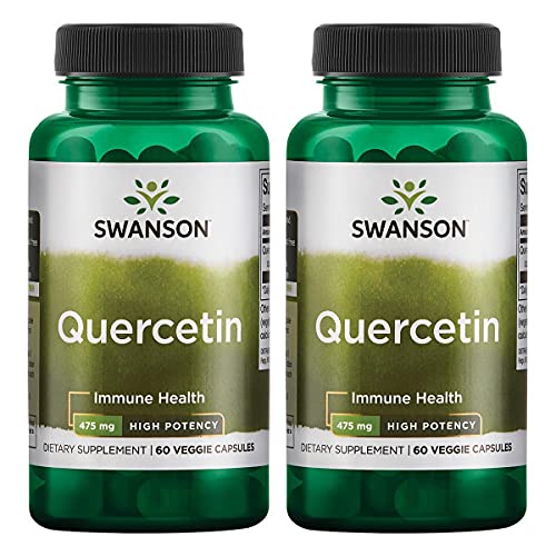 Swanson High Potency Quercetin - Promotes Immune Health Support and Helps Protect Blood Vessels - Supports Cholesterol Levels Already Within The Normal Range - (60 Veggie Capsules, 475mg Each) 2 Pack