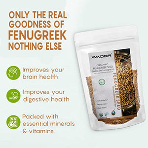 AVADOR USDA Certified Organic All Natural Fenugreek Seed 200 Grams Kasoori Methi Seeds | Indian Herb | Non GMO