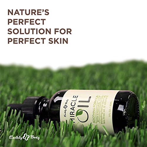 Earthly Body Miracle Oil, 1 fl. oz. - 2 Pack - 100% Natural Tea Tree Oil, Hemp Seed Oil & Vitamin E - Moisturizer, Calms Skin Irritations, Helps Smooth Wrinkles - Gluten Free, 100% Vegan