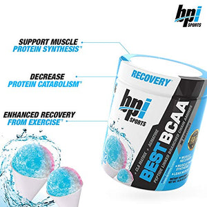 BPI Sports Best BCAA - BCAA Powder - Branched Chain Amino Acids - Muscle Recovery - Muscle Protein Synthesis - Improved Performance – Hydration – Snow Cone - 30 Servings - 10.58 oz.