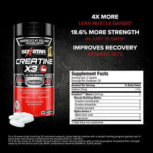 Creatine Pills | Six Star Post Workout X3 Creatine Capsules | Creatine Monohydrate Blend | Muscle Recovery & Muscle Builder for Men & Women | Creatine Supplements | Creatina Monohidratada, 20 Servings
