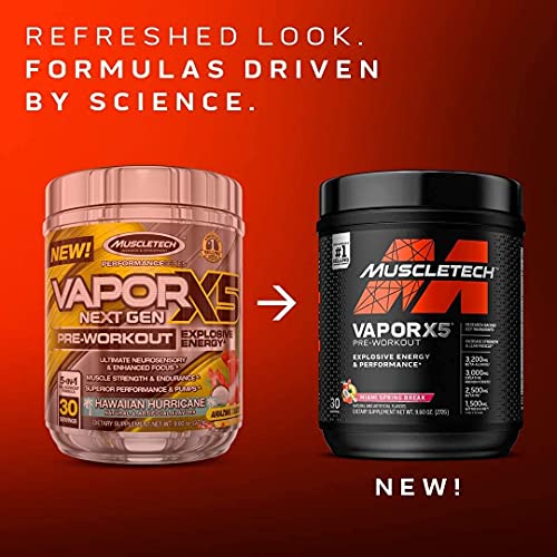 Pre Workout Powder | MuscleTech Vapor X5 | Pre Workout Powder for Men & Women | PreWorkout Energy Powder Drink Mix | Sports Nutrition Pre-Workout | Miami Spring Break (30 Servings)-Package Varies