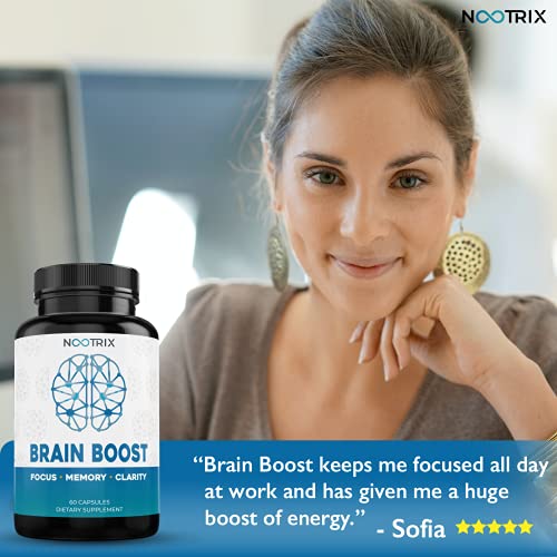 Brain Boost by Nootrix - (2-Pack) 120 Capsules - Premium Nootropic Supplement - Improves Cognitive Function & Memory, Enhances Focus, Boosts Concentration & Provides Clarity for Men and Woman