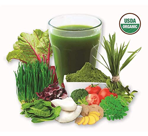 Organic Super Greens Blend - Complete Daily Superfood Formula - Barley Grass + Wheatgrass + Spirulina + Spinach + Broccoli + Alfalfa + Moringa & More - Non GMO, Vegan, Gluten Free, Kosher - 14 Ounces