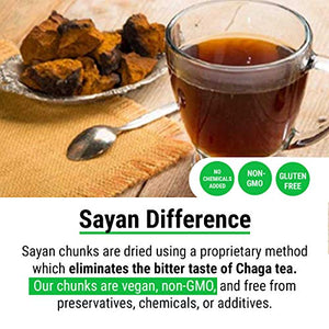 Sayan Siberian Pure Raw Chaga Mushroom Chunks with Black Top Crust 1 Lb / 454 g – Premium Wild Forest Harvested Super Antioxidant Tea, Supports Immune System, Heart & Liver Health