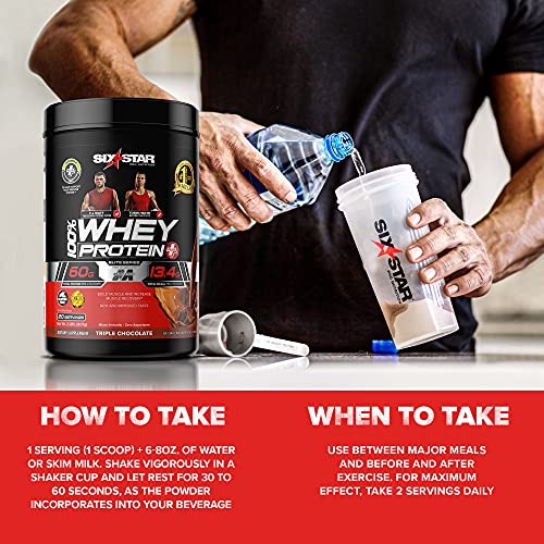 Six Star Whey Protein Powder Plus + Immune Support, Isolate & Peptides + Muscle Builder for Gain & Recovery, Cookies and Cream, 32 Oz