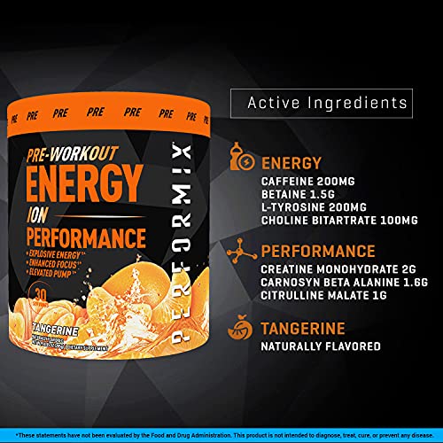 Performix ION Pre-Workout Powder, Explosive Energy, Enhanced Focus, Elevated Pump (30 Servings, Tangerine)