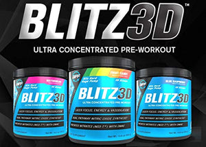 BLITZ3D Ultra Concentrated Pre Workout Powder for Men & Women, Premium, Effective, Affordable, L-Citrulline, NO3-T, Beta Alanine, DMAE, Caffeine, Yohimbine Superior Energy & Nitric Oxide Pumps + Focus