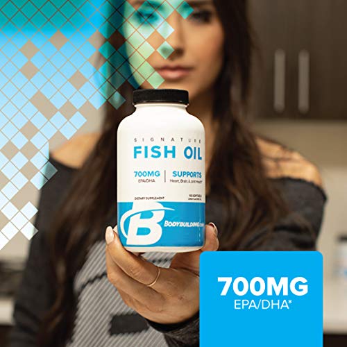 Bodybuilding Signature Fish Oil Lemon Softgels | 400 MG EPA 300 MG DHA | Omega-3 Supplement | Brain Heart Joint Health | 100 Count