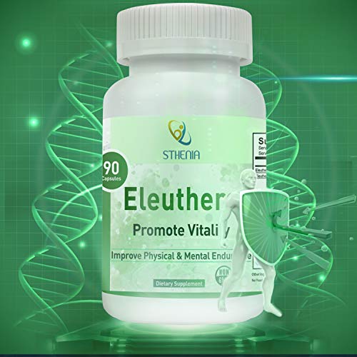 Sthenia Eleuthero Root 500 mg Supplements 90 Vegan Capsules for Healthy Energy and Immune Support, Improve Physical Stamina and Mental Endurance