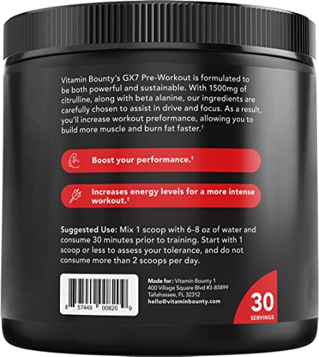 Gx7 Sugar Free Pre Workout for men & women, Cherry flavor, 30 servings - Keto Friendly, Safe Energy Supplement