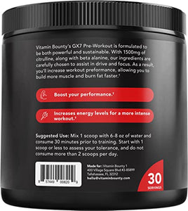 Gx7 Sugar Free Pre Workout for men & women, Cherry flavor, 30 servings - Keto Friendly, Safe Energy Supplement