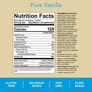 Amazing Grass Protein Powder, Pure Vanilla, 10 Single Serve Packets