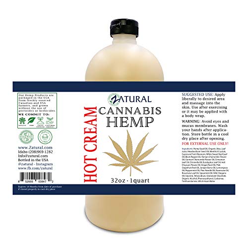 Zatural Hemp Hot Cream with Essential Oil Blend, Aloe, Hemp, and More (32oz)