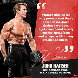 OLD SCHOOL VINTAGE BLAST – All Natural Pre-Workout Powder, Smooth Energy, NO2 Pumps, Training Endurance, D-Aspartic Acid, Citrulline, Beta Alanine, Carnitine, Vit C, Blueberry Lemonade, Vegan, Non-GMO
