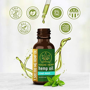 MAGNEHEMP - 1,500,000MG Cool Mint Flavored Hemp Oil Extract for Pain & Stress, Hemp Oil Drops for Better Sleep