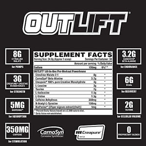 Nutrex Research Outlift Value Size | Clinically Dosed Pre-Workout Powerhouse, Citrulline, BCAA, Creatine, Beta-Alanine, Taurine, Banned Substance Free |30 Servings (Fruit Punch)