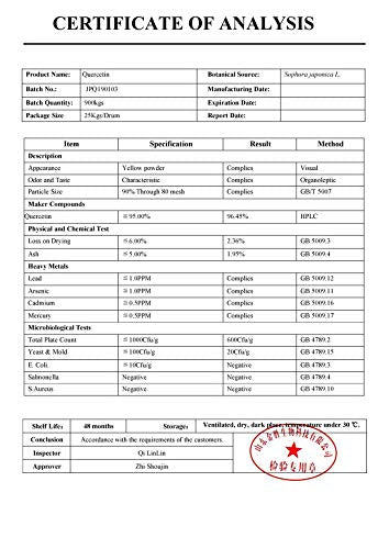 Quercetin Dihydrate 98% Extract Powder | Normal Cardiovascular & Respiratory Health, Immune System & Energy Support, Antioxidant | Non-GMO, Gluten Free (5 Gram)