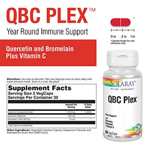 Solaray QBC Plex | Quercetin & Bromelain Plus Vitamin C | Year Round Immune Function & Respiratory Health Support | Non-GMO & Vegan (60 CT)